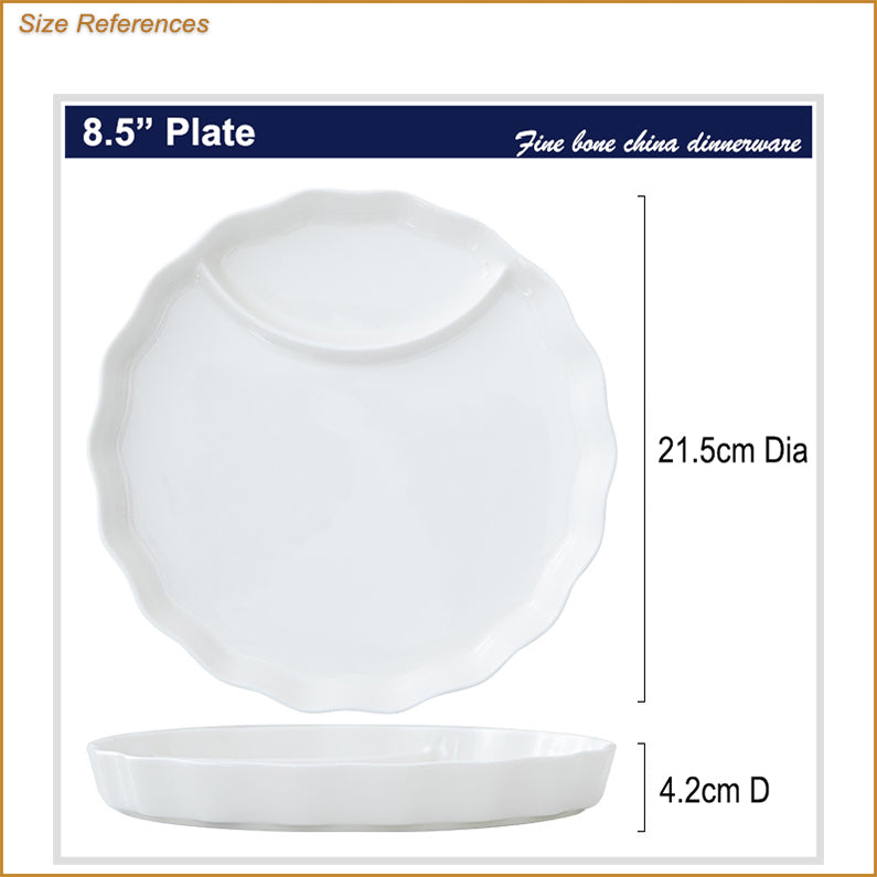 Bone China Divided Plate - with Scalloped Rim