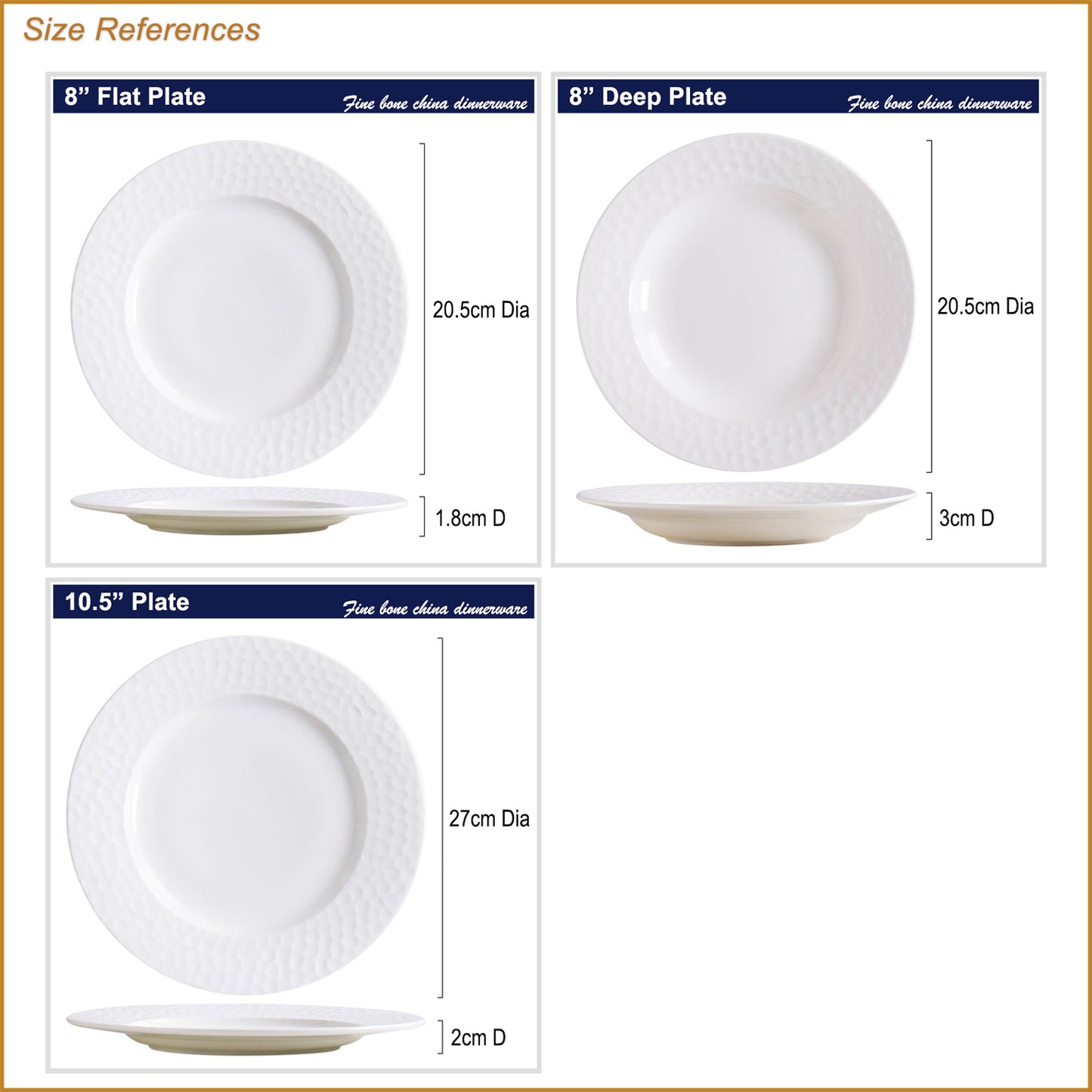 Bone China Round Plate - Golf Shaped Surface