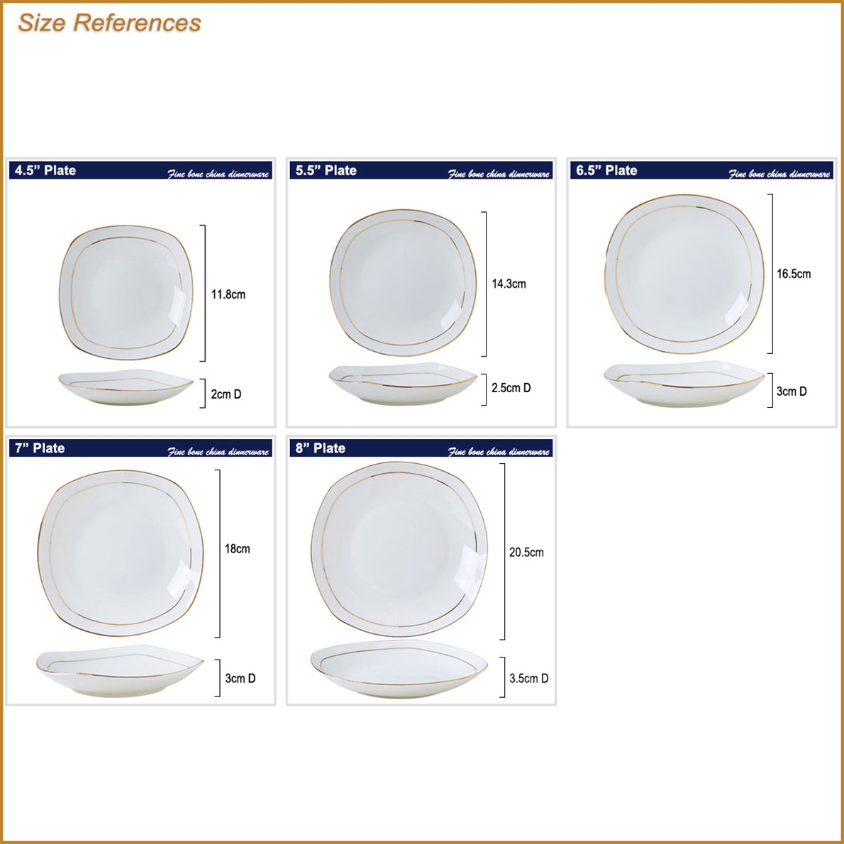 Bone China Deep Plate - Square with Curved Edge