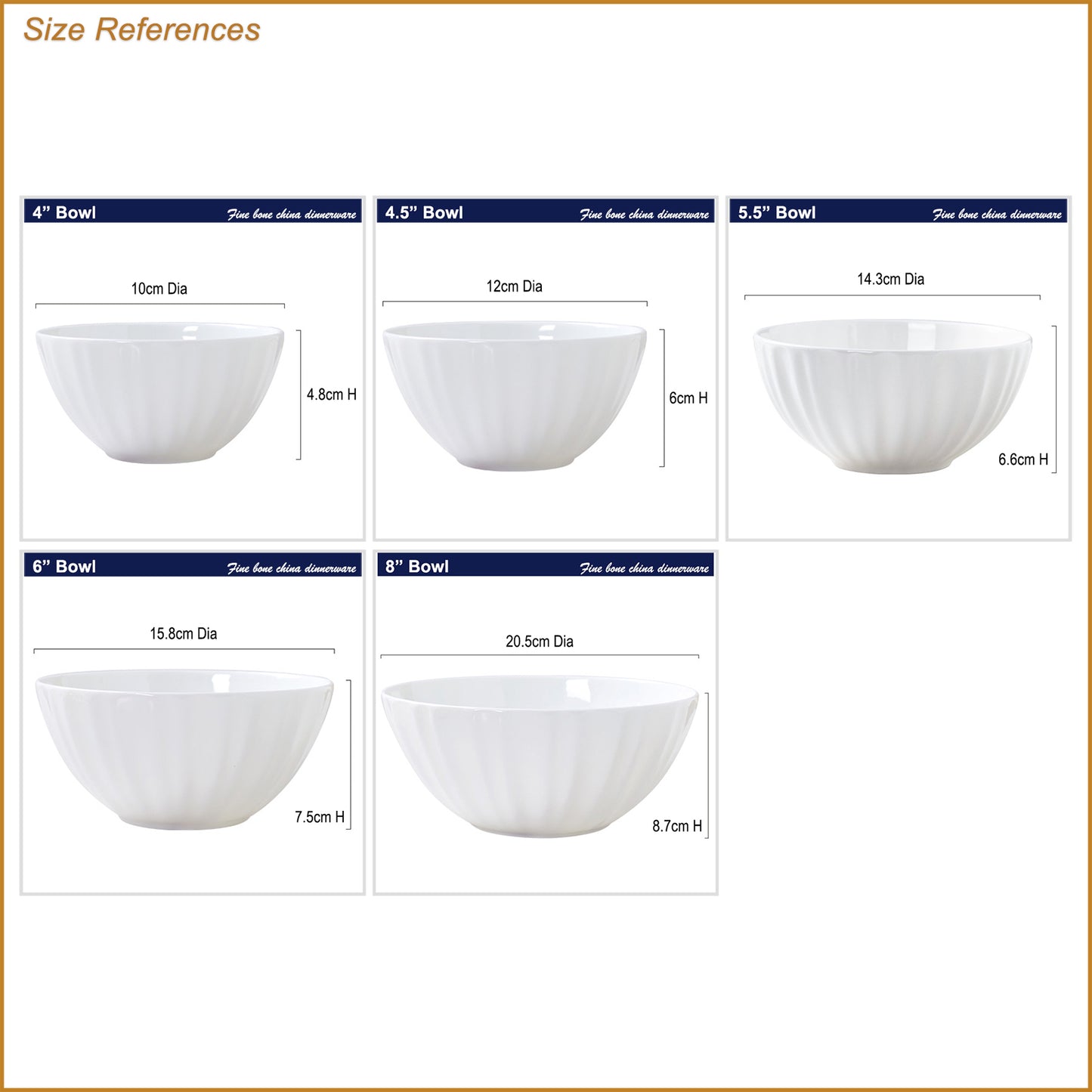 Bone China Ribbed Bowl - in Creamy White