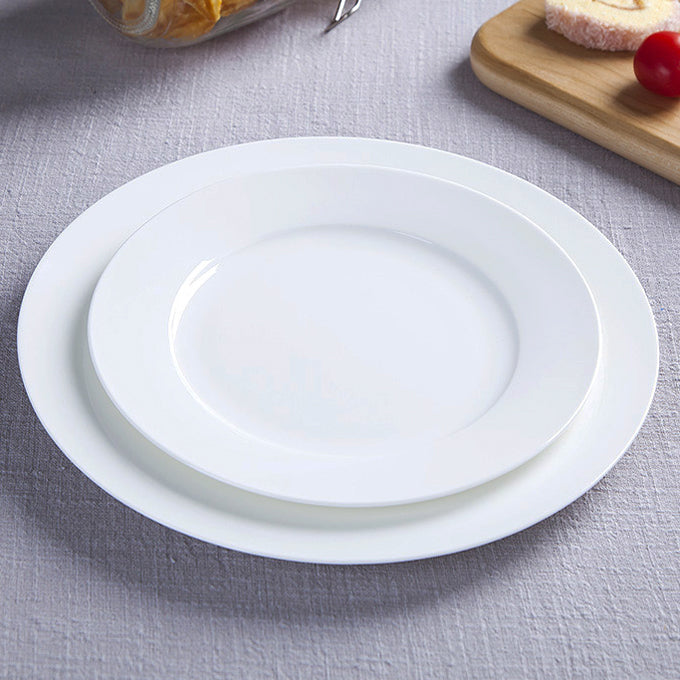 Bone China Flat Plate - Creamy Snow White