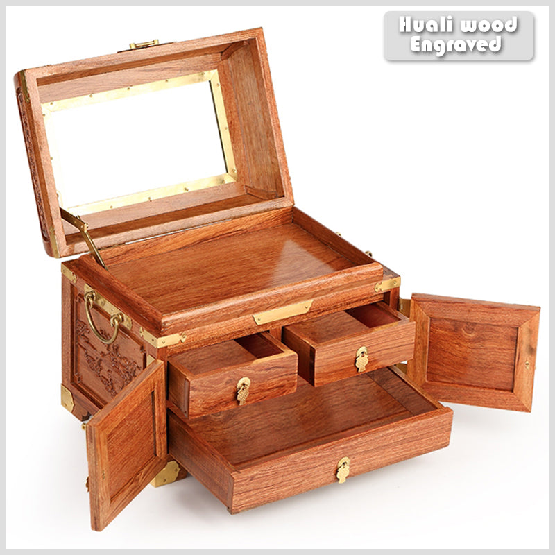 Handcrafted Jewelry Box - Made of Natural Rosewood