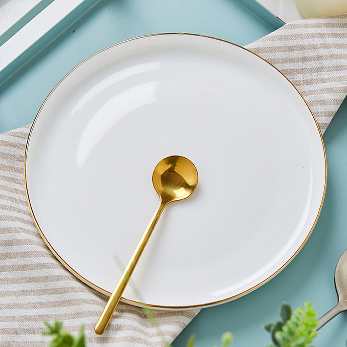 Bone China Dinnerware - Round Plate with Gold Rim