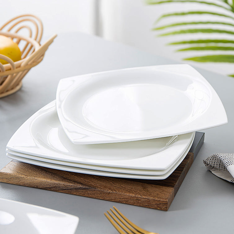 Bone China Dinnerware - Square Plate & Concave Circle