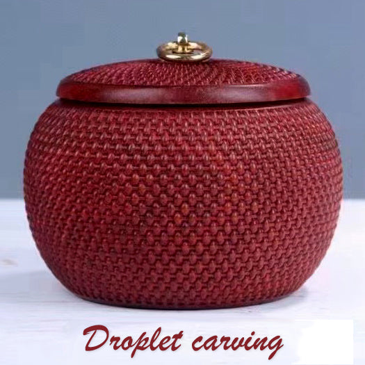 Storage Jar with Decorative Carvings - Handmade of Blood Sandalwood