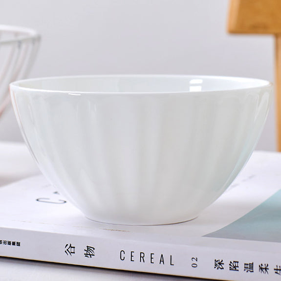 Bone China Ribbed Bowl - in Creamy White