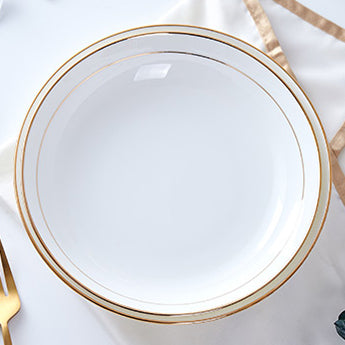 Bone China Dinnerware - Soup Plate with Gold Rim