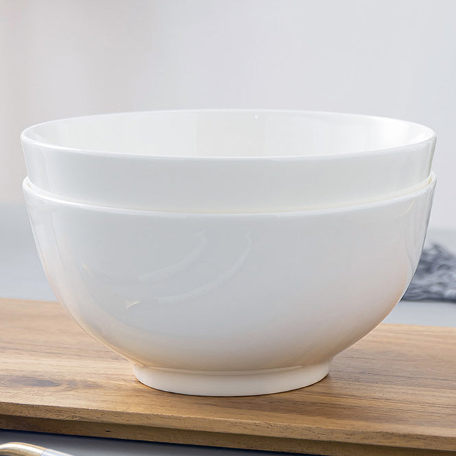 Bone China Round Bowl - Creamy White with Foot