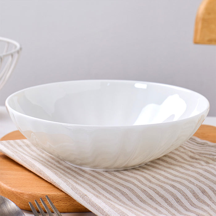 Bone China Ribbed Bowl - with Wide Mouth