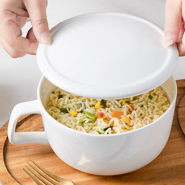 Bone China Noodle Bowl - with Lid & Handle