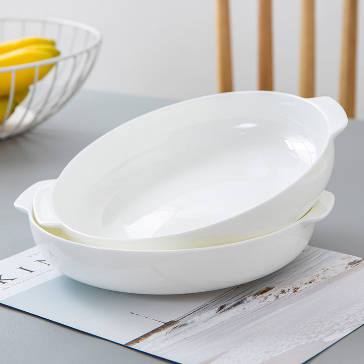 Bone China Dinnerware - Earred Dish in Creamy White