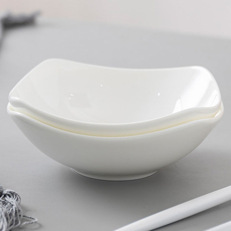 Bone China Square Bowl - Curved Edge with Upward Angles