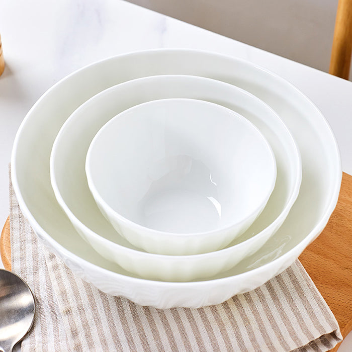 Bone China Ribbed Bowl - in Creamy White