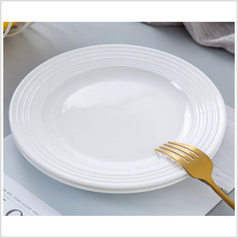 Bone China Round Plate - with Front Ridges