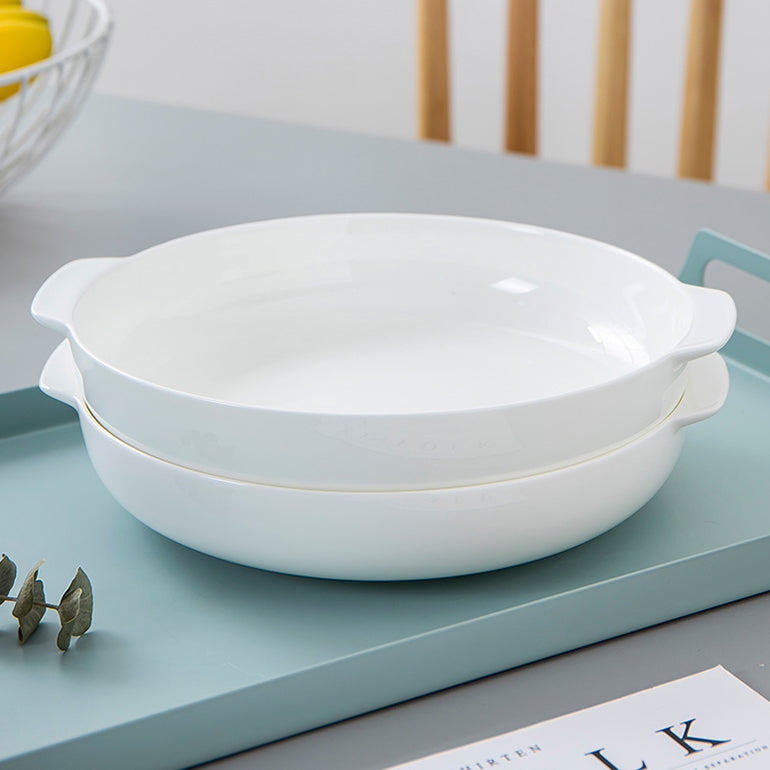 Bone China Dinnerware - Earred Dish in Creamy White