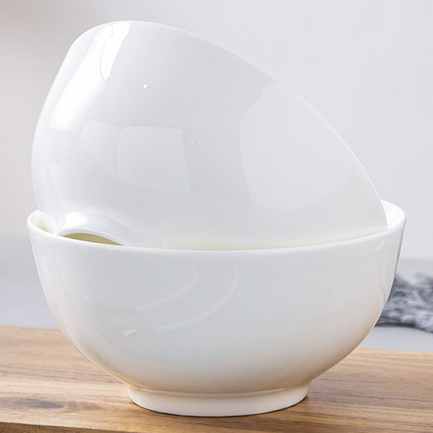 Bone China Round Bowl - Creamy White with Foot