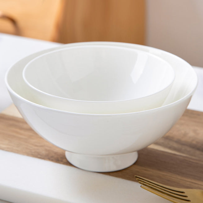 Bone China Wide Mouth Bowl - Cream White with Foot