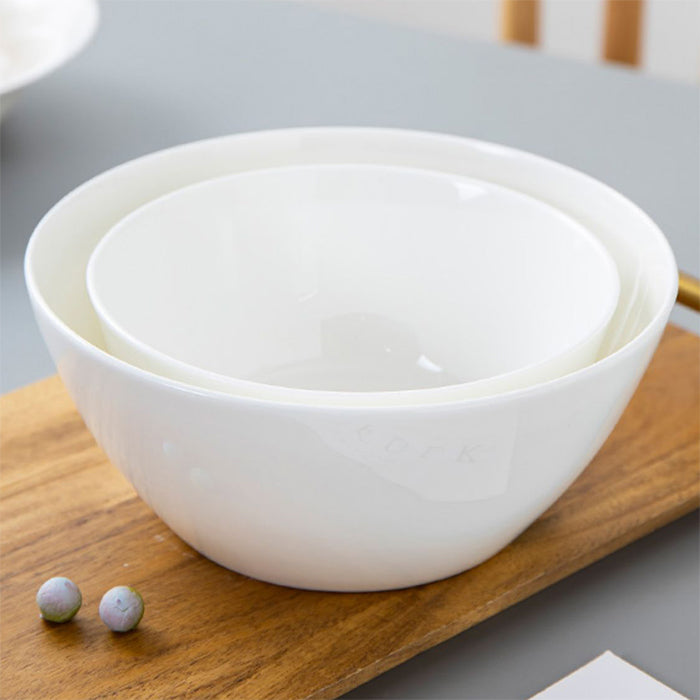 Bone China Tableware - Round Bowl with Ridges on Four Sides