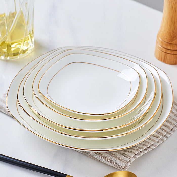 Bone China Deep Plate - Square with Curved Edge