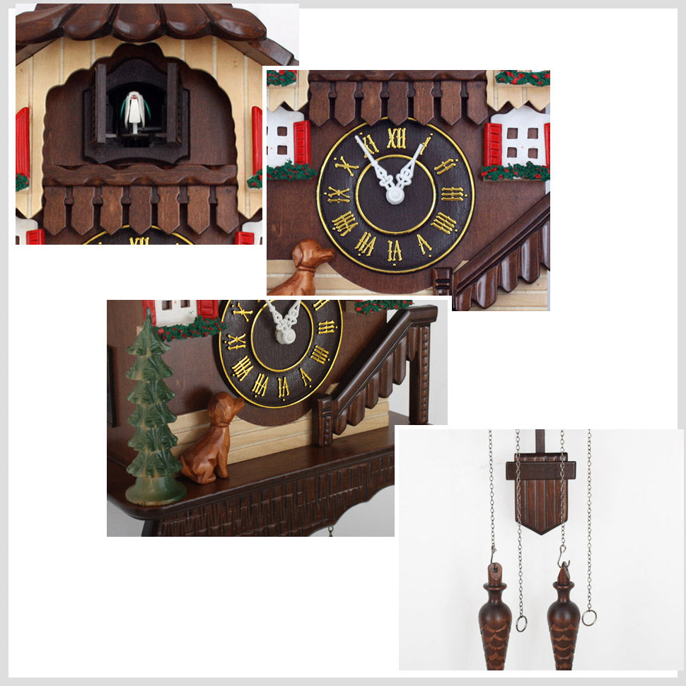 26" Handcrafted Wooden Cuckoo Clock - Bird Chirping on Hour