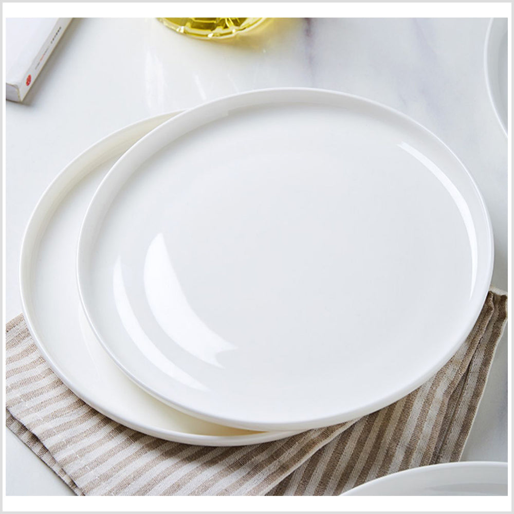 Bone China Dinnerware - Flat Plate in Creamy White