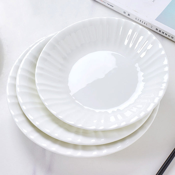 Bone China Round Plate - with Ribbed Front Edge