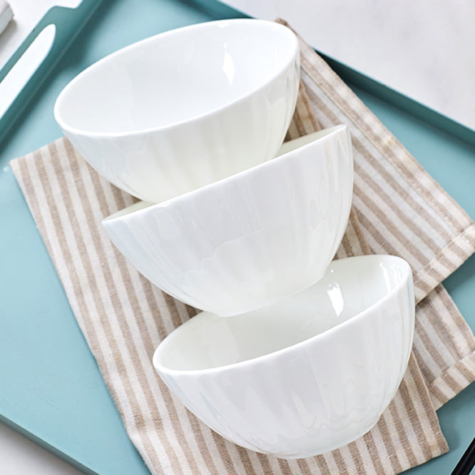 Bone China Ribbed Bowl - in Creamy White