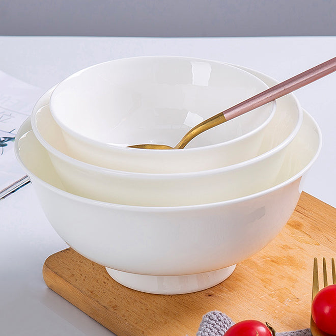 Bone China Round Bowl - Cream White with Foot