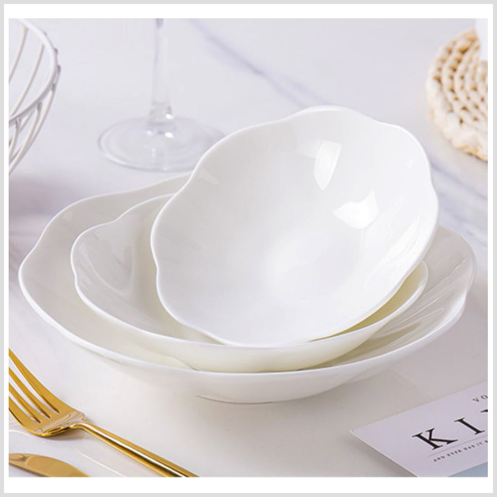 Bone China Deep Plate - with Scalloped Edge