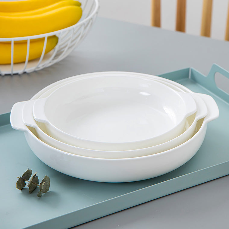 Bone China Dinnerware - Earred Dish in Creamy White