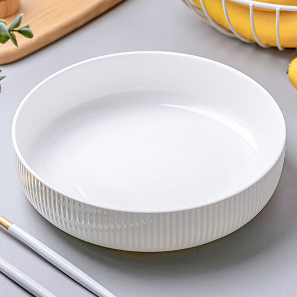 Bone China Dinnerware - Ribbed Plate in Creamy White