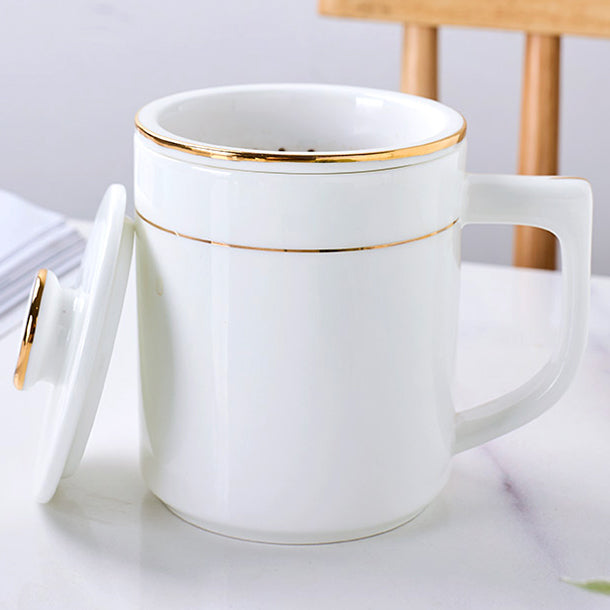 Bone China Tea Mug with Lid & Infuser