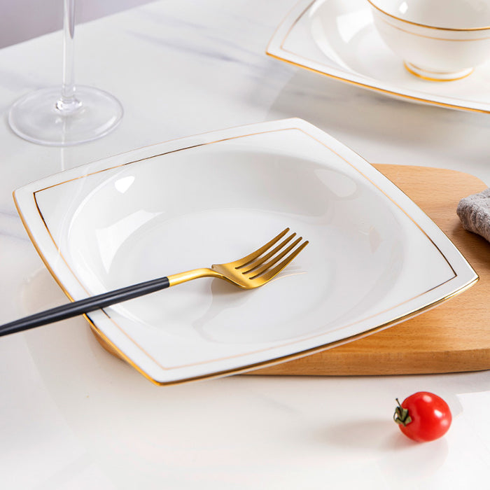 Bone China Dinnerware - Square Plate & Concave Circle