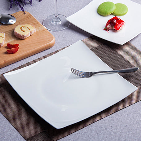 Bone China Dinnerware - Square Plate in Creamy White