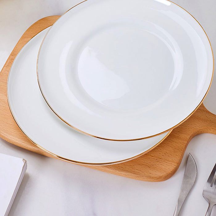 Bone China Dinnerware - Concave Plate with Gold Rim