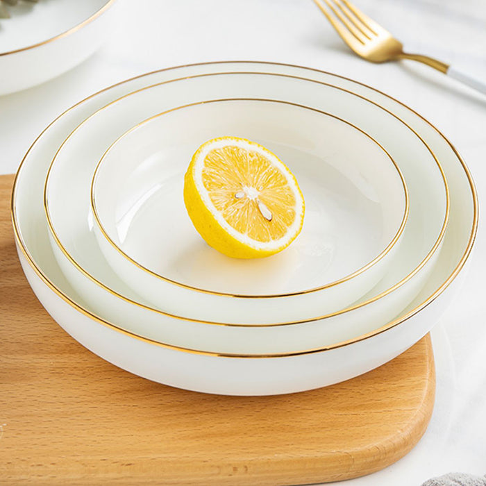 Bone China Salad Plate - White with Gold Rim