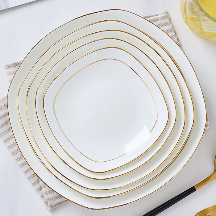 Bone China Deep Plate - Square with Curved Edge