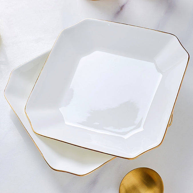 Bone China Dinnerware - Octagon Plate with Gold Rim