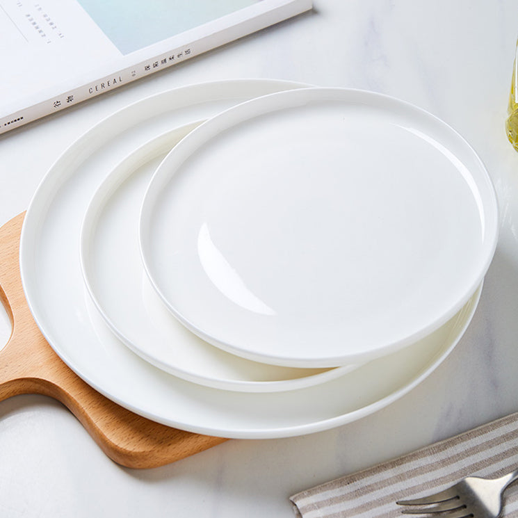 Bone China Dinnerware - Flat Plate in Creamy White