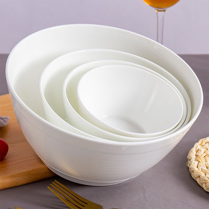 Bone China Round Bowl - Horizontal Ridges on Surface