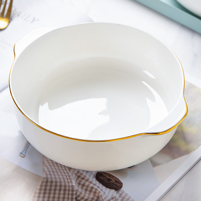 Bone China Deep Dish - with Ears & Gold Rim