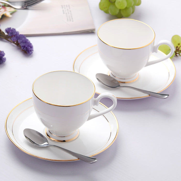 Bone China Tea Cup & Saucer - W/ Gold Rim or Silver Rim