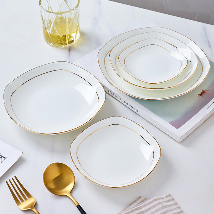 Bone China Deep Plate - Square with Curved Edge