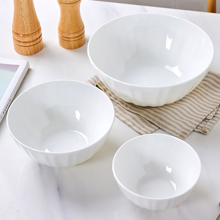 Bone China Ribbed Bowl - in Creamy White