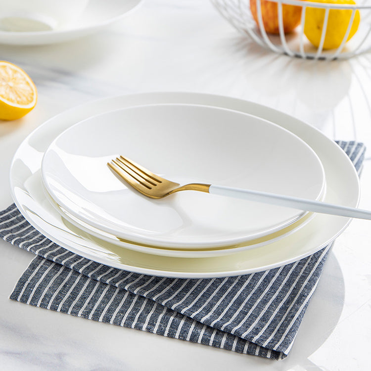 Bone China Dinnerware - Deep Plate in Creamy White