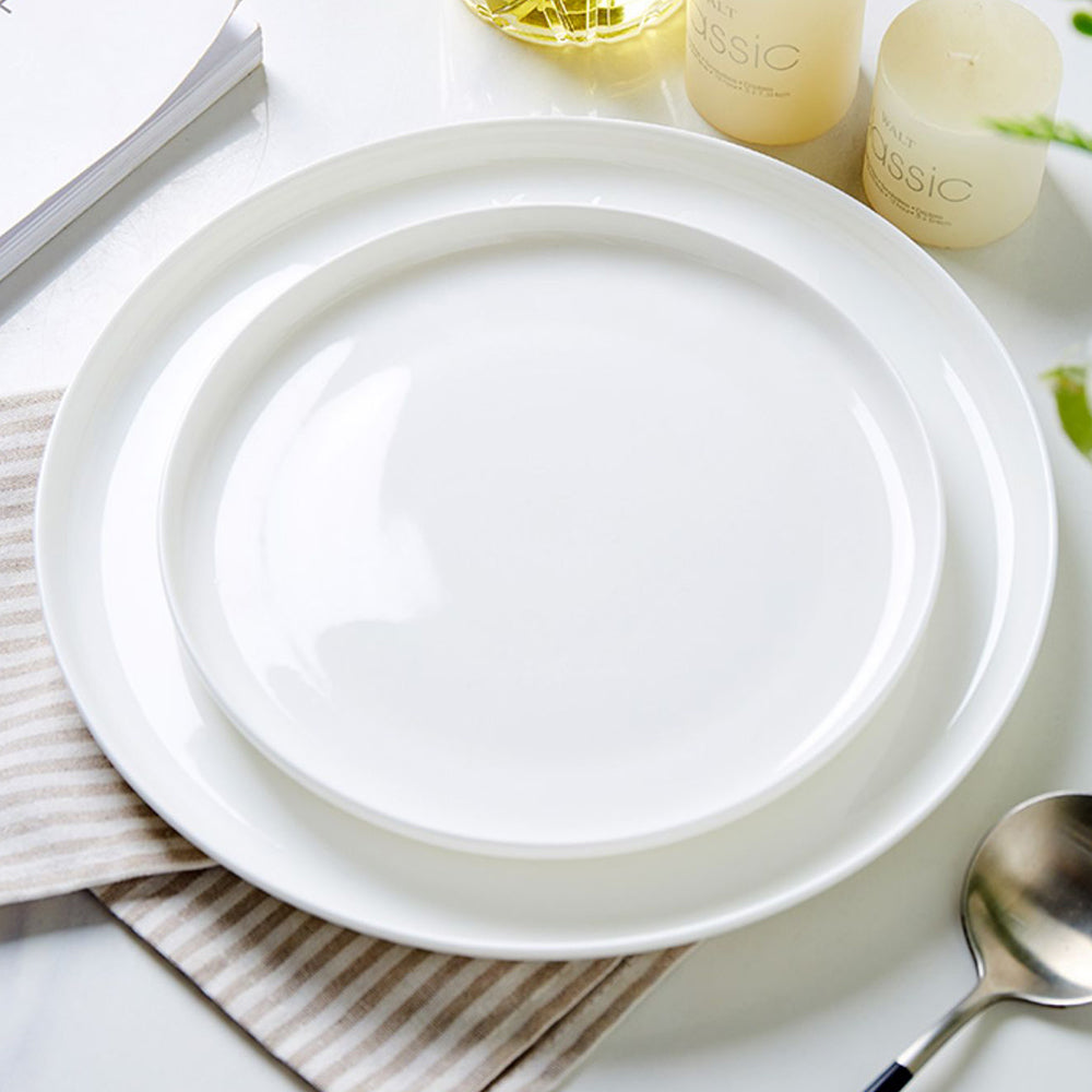 Bone China Dinnerware - Flat Plate in Creamy White