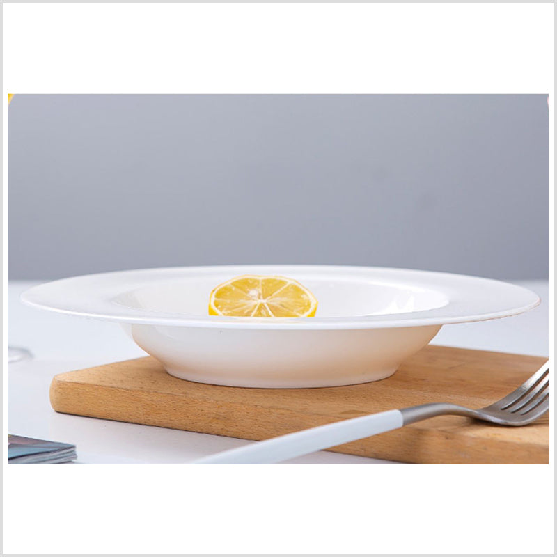 Bone China Dinnerware - Straw Hat Plate in Creamy White