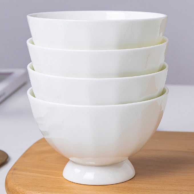 Bone China Tableware - High Foot Bowl with Ridges