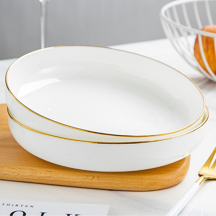 Bone China Salad Plate - White with Gold Rim