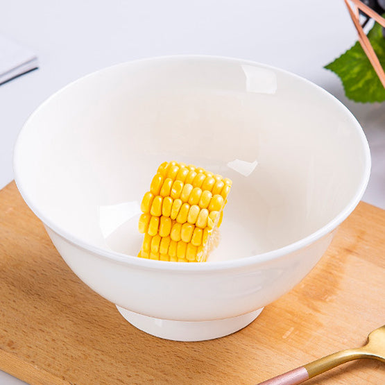 Bone China Round Bowl - Cream White with Foot